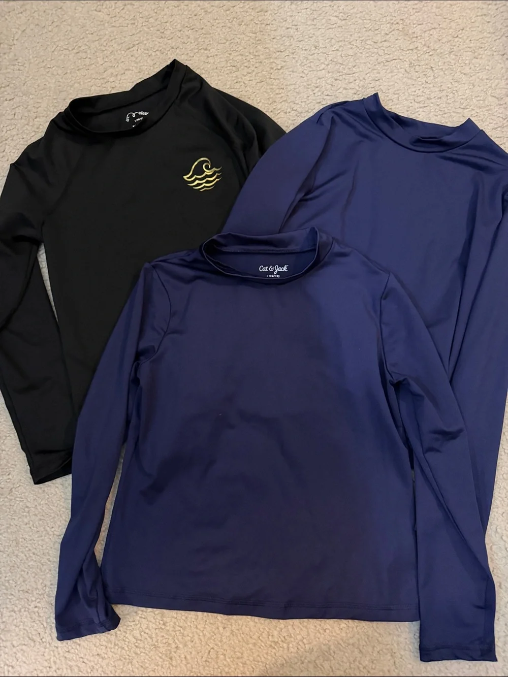 Cat & Jack Navy and Black Long Sleeve Swim Tops (3-Pack)